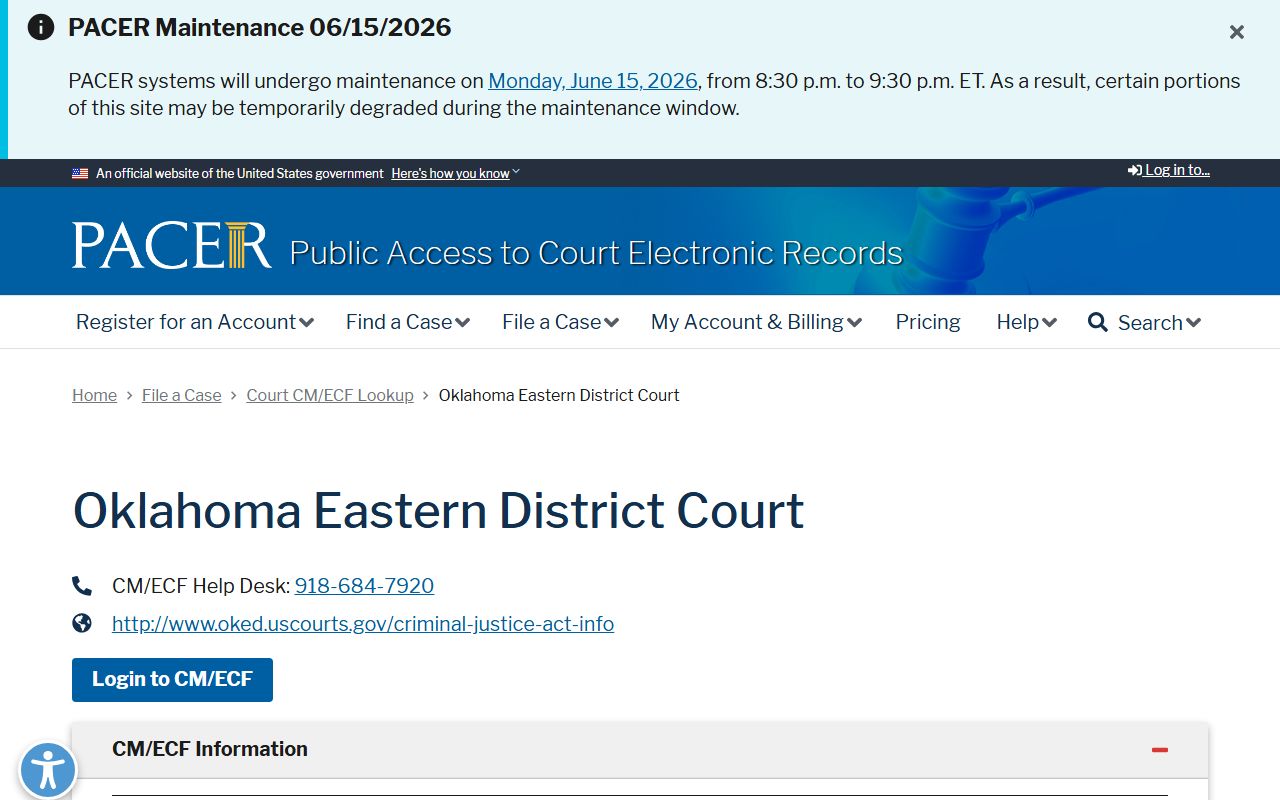 PACER federal court lookup page compared with the Le Flore County Court Clerk court records