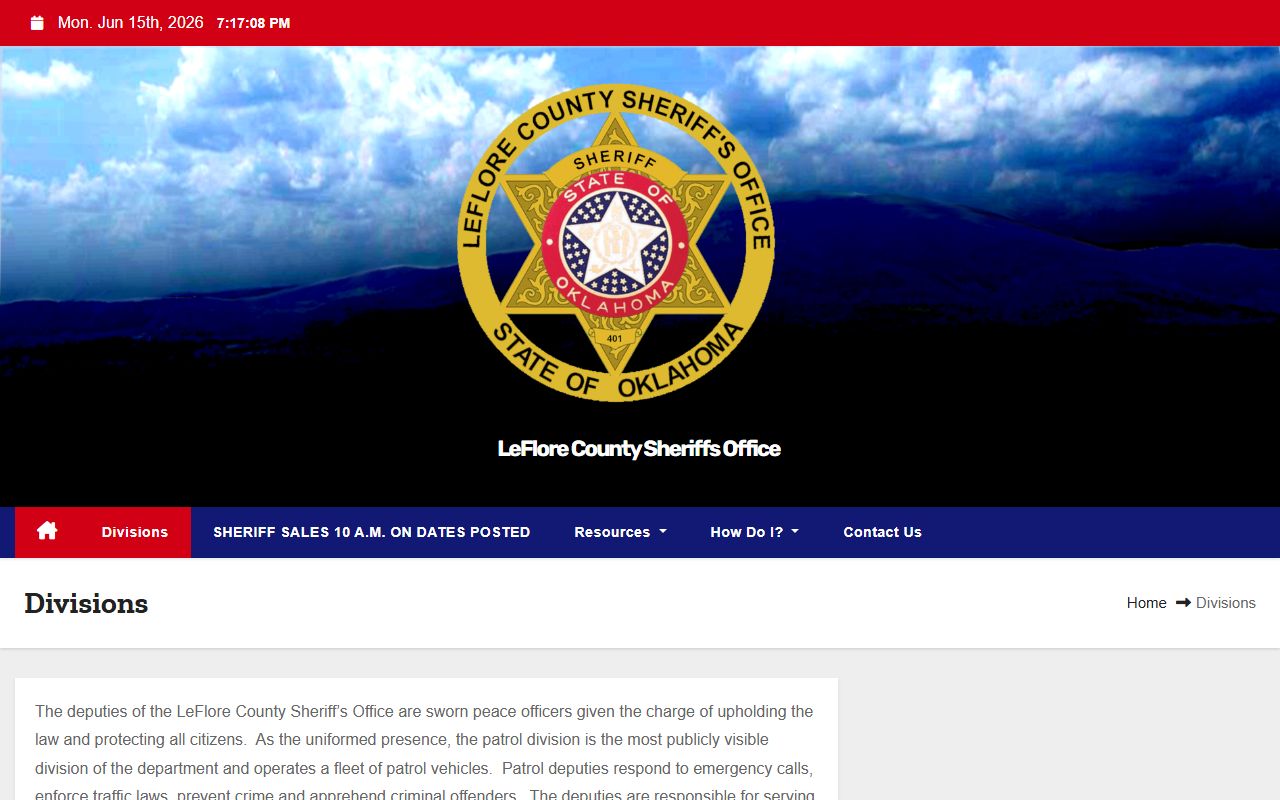 Le Flore County arrest records and court charges investigations and warrant checks at the Sheriff's Office