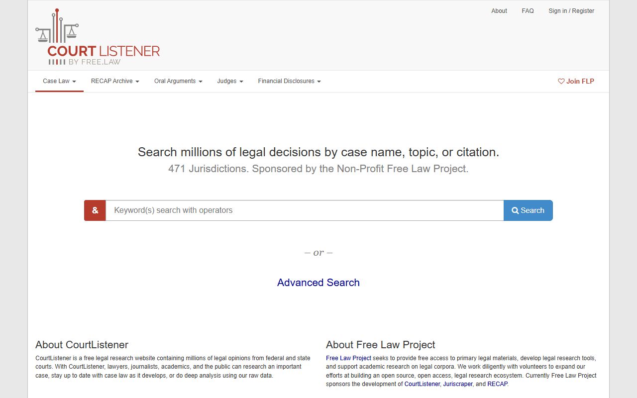 CourtListener archive as an alternative to Le Flore County court records