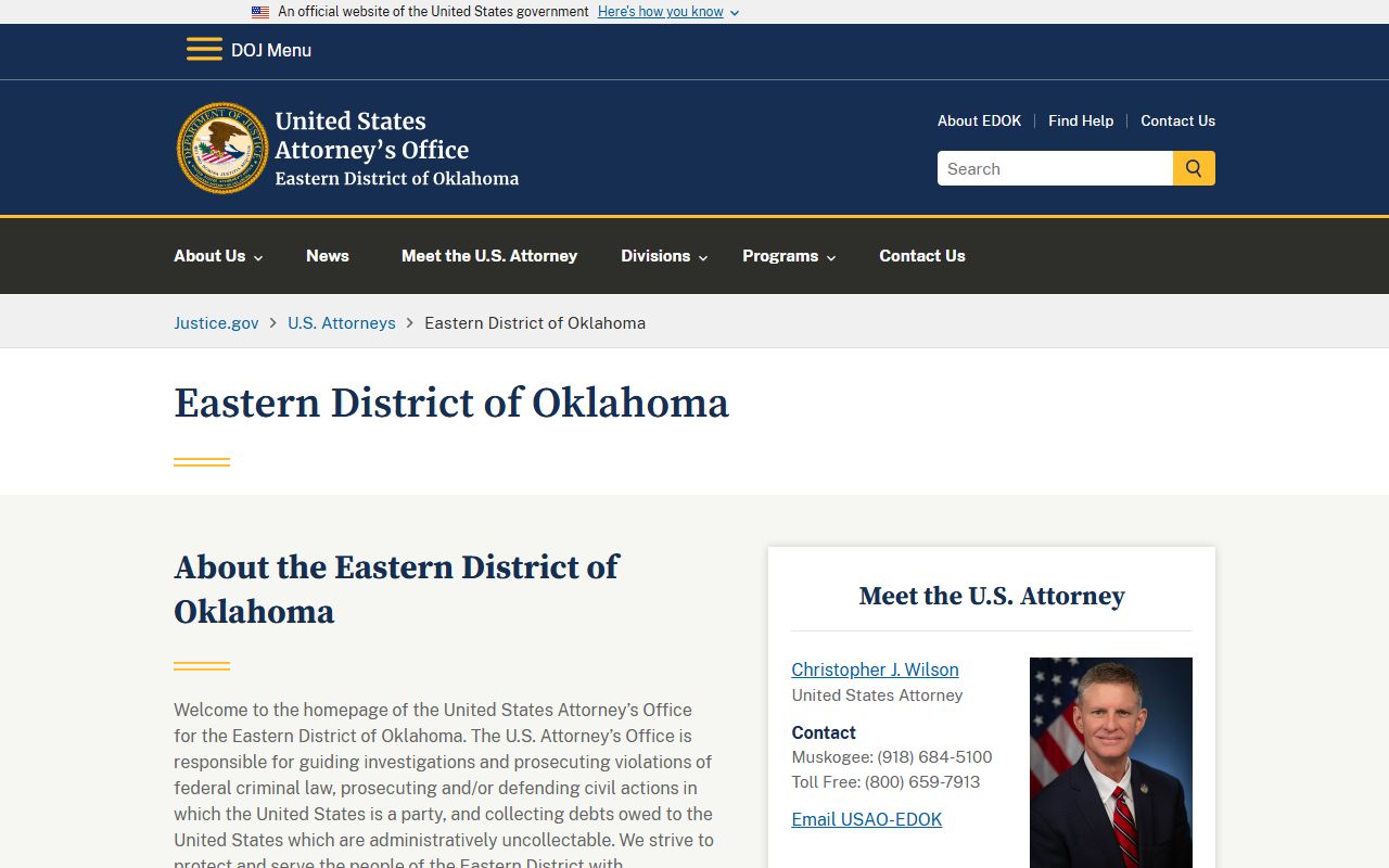 Le Flore County criminal court records and US Attorney Eastern District of Oklahoma federal page
