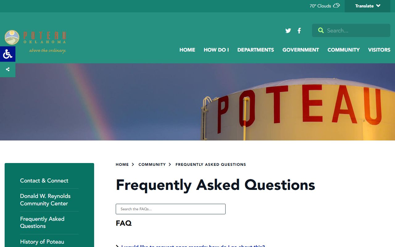City of Poteau FAQ showing Le Flore County marriage and divorce records are kept at the courthouse