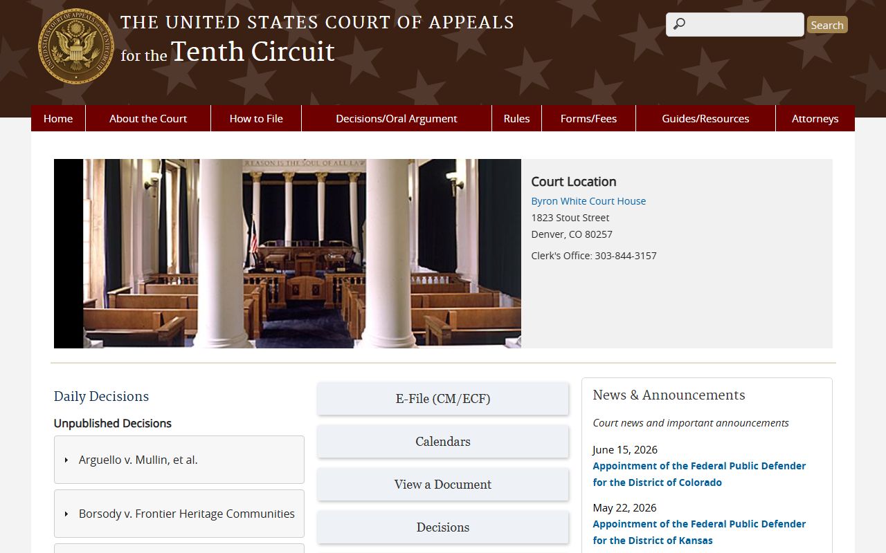Tenth Circuit appeals court page, separate from Le Flore County probate records