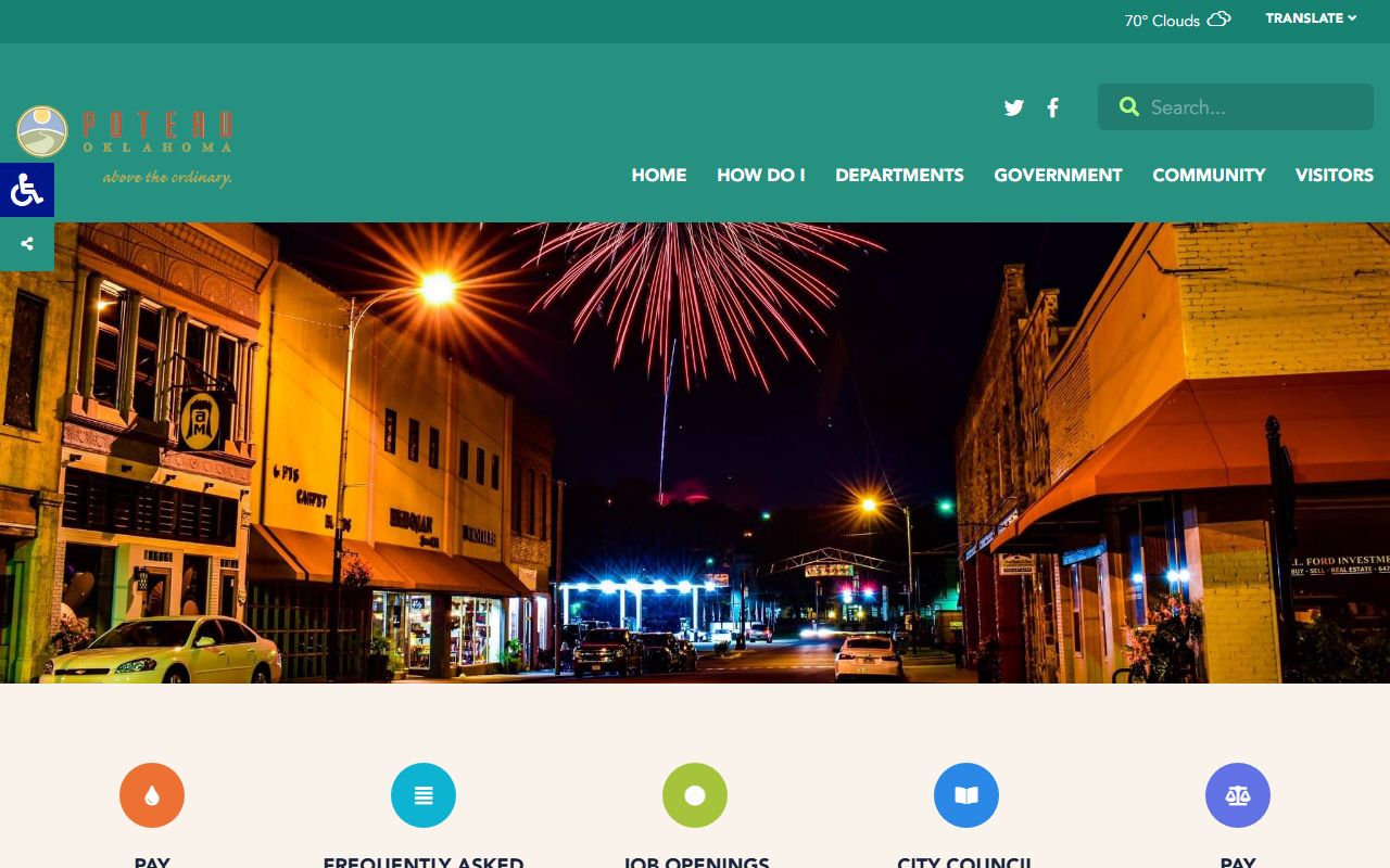 City of Poteau page used for Le Flore County traffic court records and municipal ticket payment