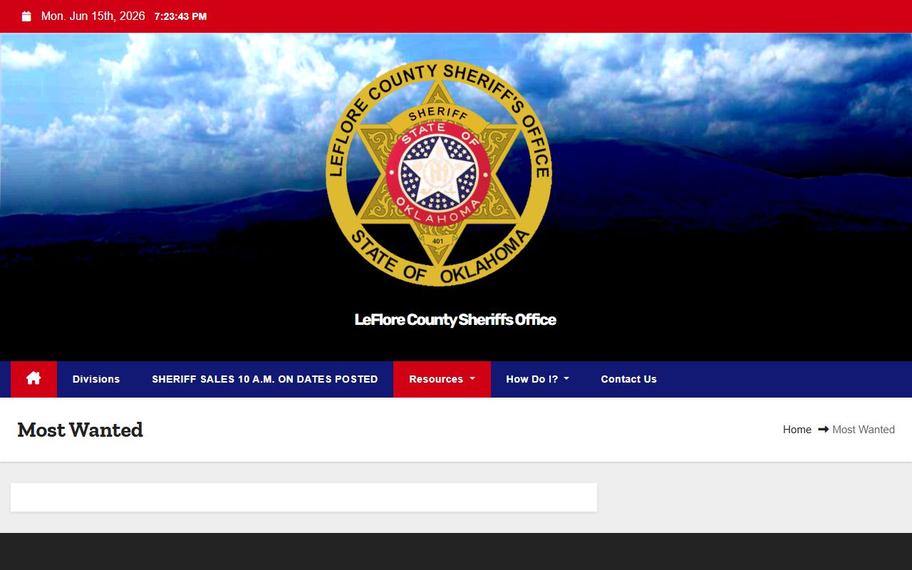 Le Flore County warrant and Most Wanted page on the official Sheriff site